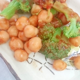 【豆料理】ひよこ豆とブロッコリーのケチャップサラダ